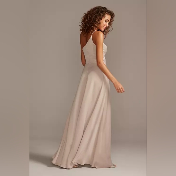 David's Bridal one shoulder dress with pockets chianti - Picture 4 of 4